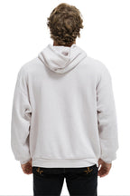 Retro CROSS STRIPE RELAXED PULLOVER HOODIE - DOVE GREY
