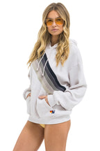 Retro CROSS STRIPE RELAXED PULLOVER HOODIE - DOVE GREY