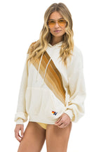 Retro CROSS STRIPE RELAXED PULLOVER HOODIE - VINTAGE WHITE BROWN