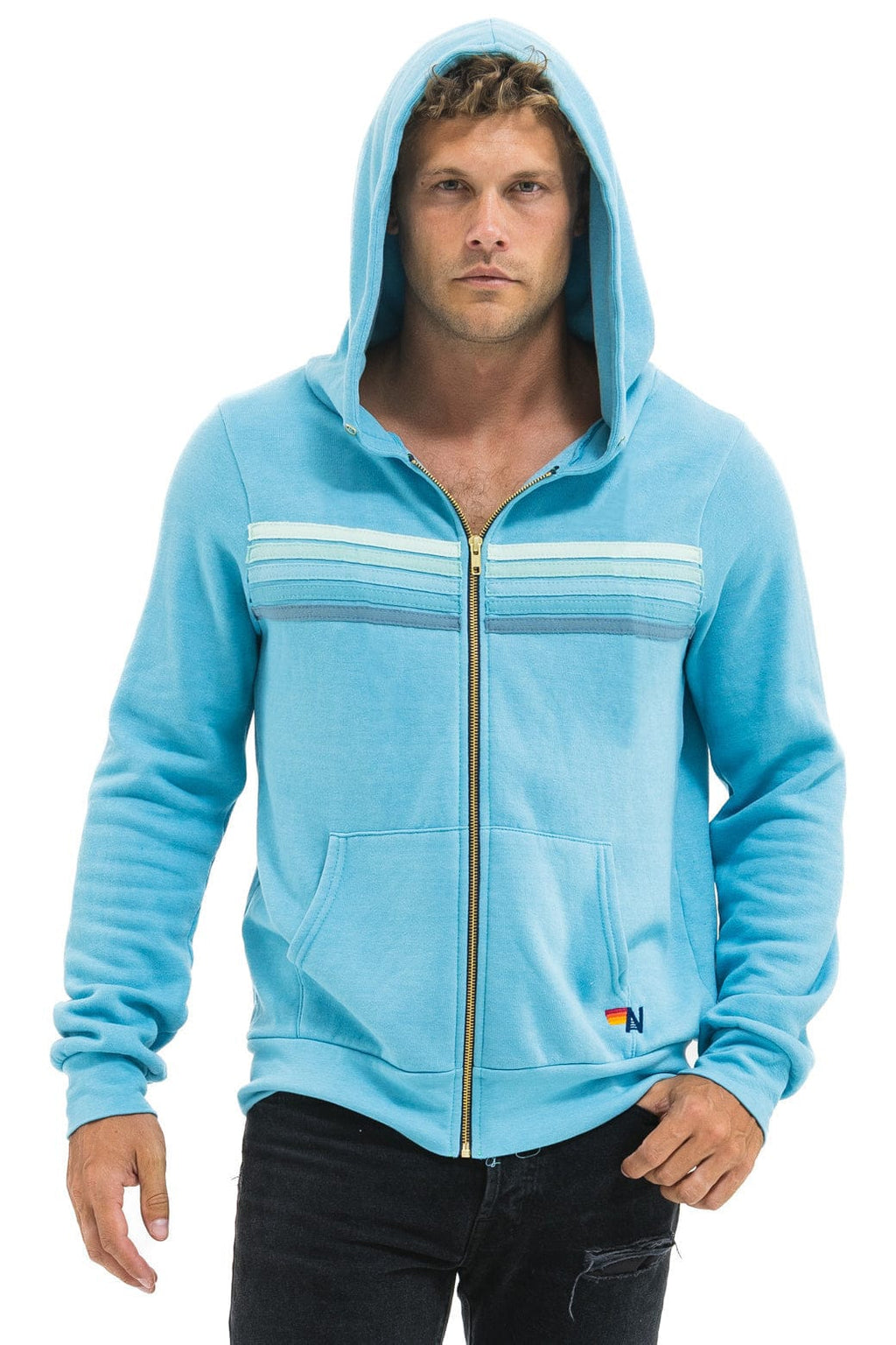 Retro 5 STRIPE HOODIE - AQUA AQUA