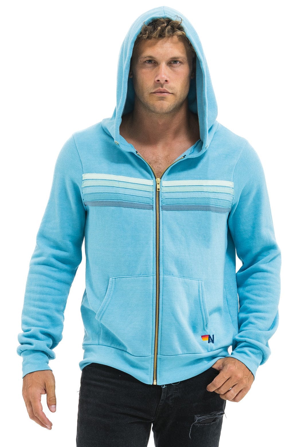 Retro 5 STRIPE HOODIE - AQUA AQUA