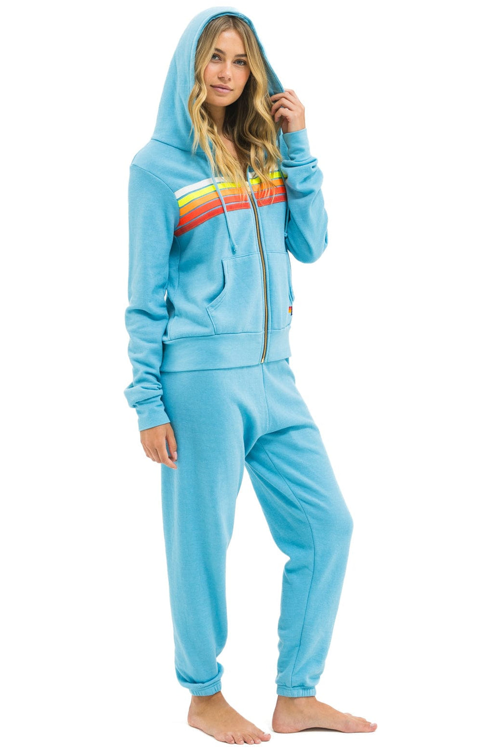 Retro 5 STRIPE HOODIE - AQUA WHITE NEON
