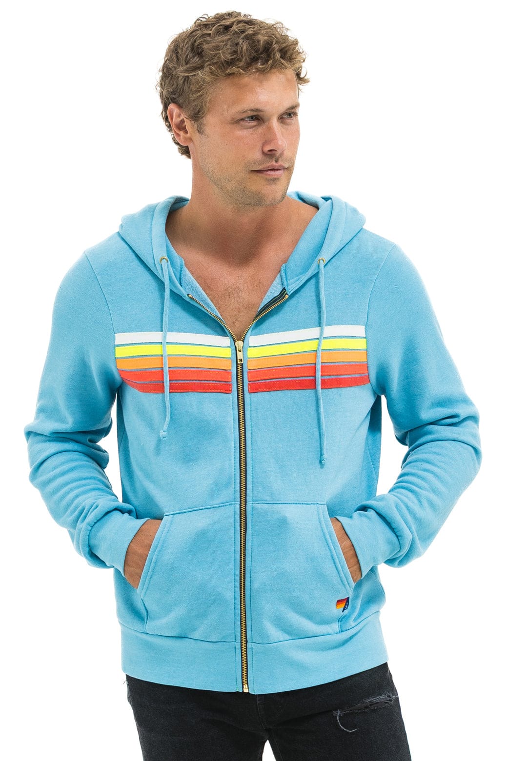 Retro 5 STRIPE HOODIE - AQUA WHITE NEON