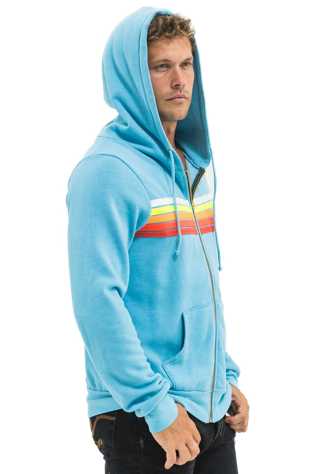 Retro 5 STRIPE HOODIE - AQUA WHITE NEON