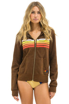 Retro 5 STRIPE HOODIE - CHOCOLATE WHITE NEON