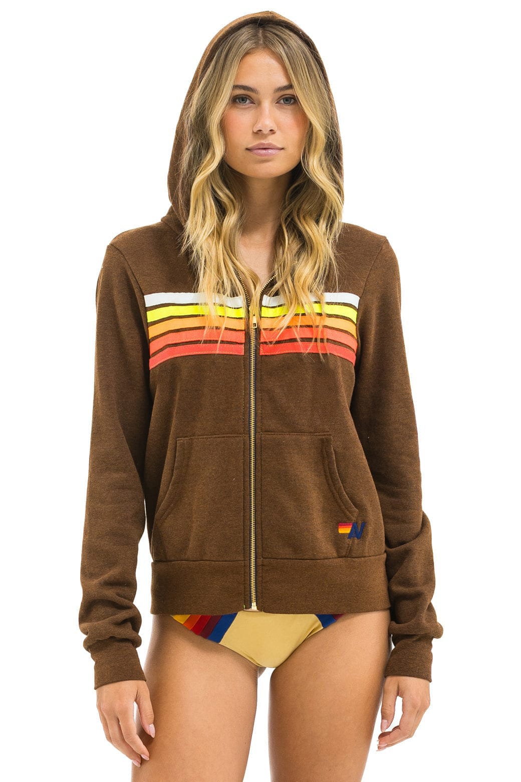Retro 5 STRIPE HOODIE - CHOCOLATE WHITE NEON