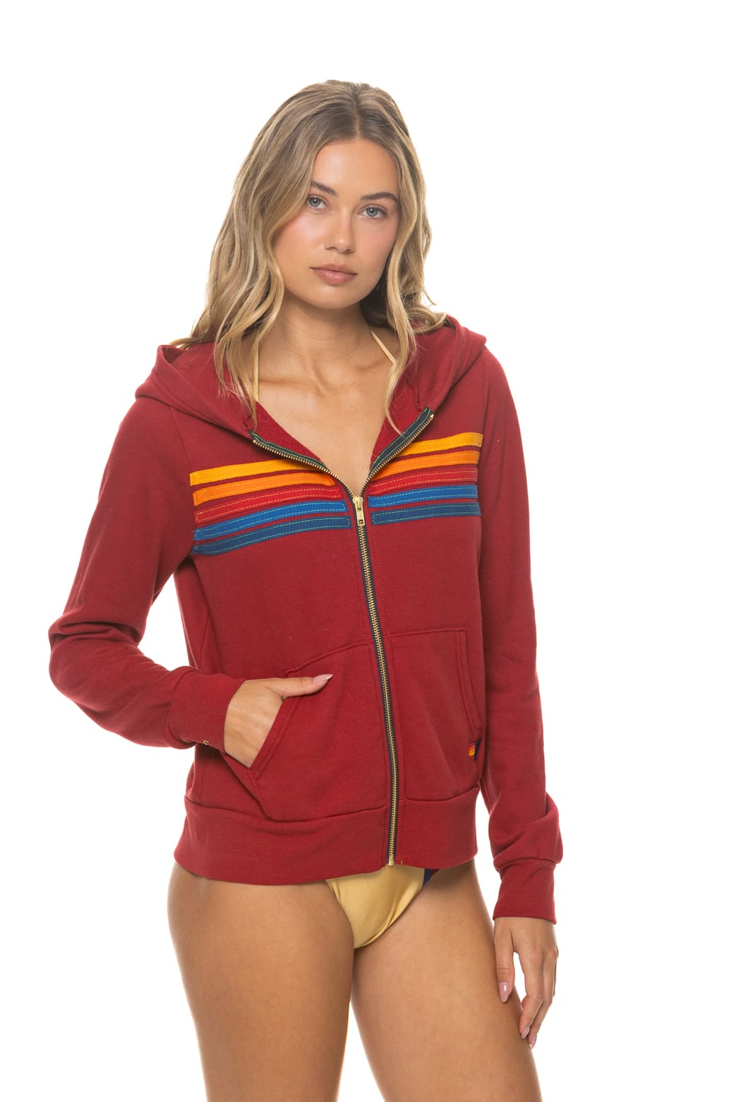 Retro 5 STRIPE HOODIE - CRIMSON