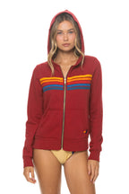 Retro 5 STRIPE HOODIE - CRIMSON