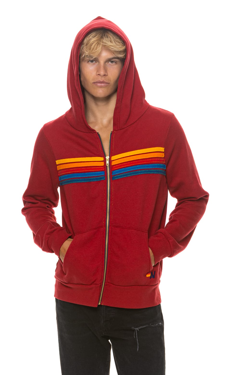 Retro 5 STRIPE HOODIE - CRIMSON