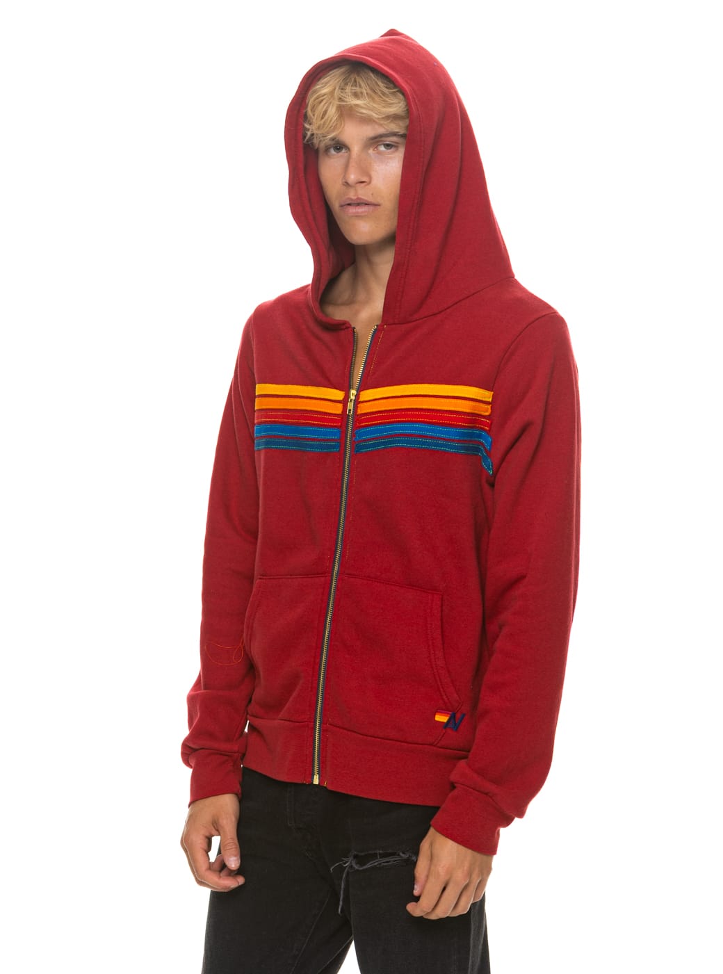 Retro 5 STRIPE HOODIE - CRIMSON