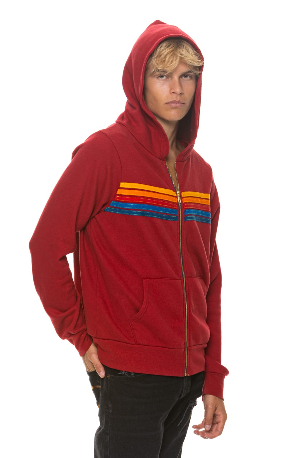 Retro 5 STRIPE HOODIE - CRIMSON