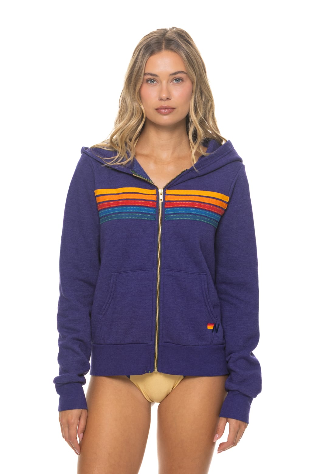 Retro 5 STRIPE HOODIE - DEEP PURPLE