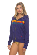 Retro 5 STRIPE HOODIE - DEEP PURPLE