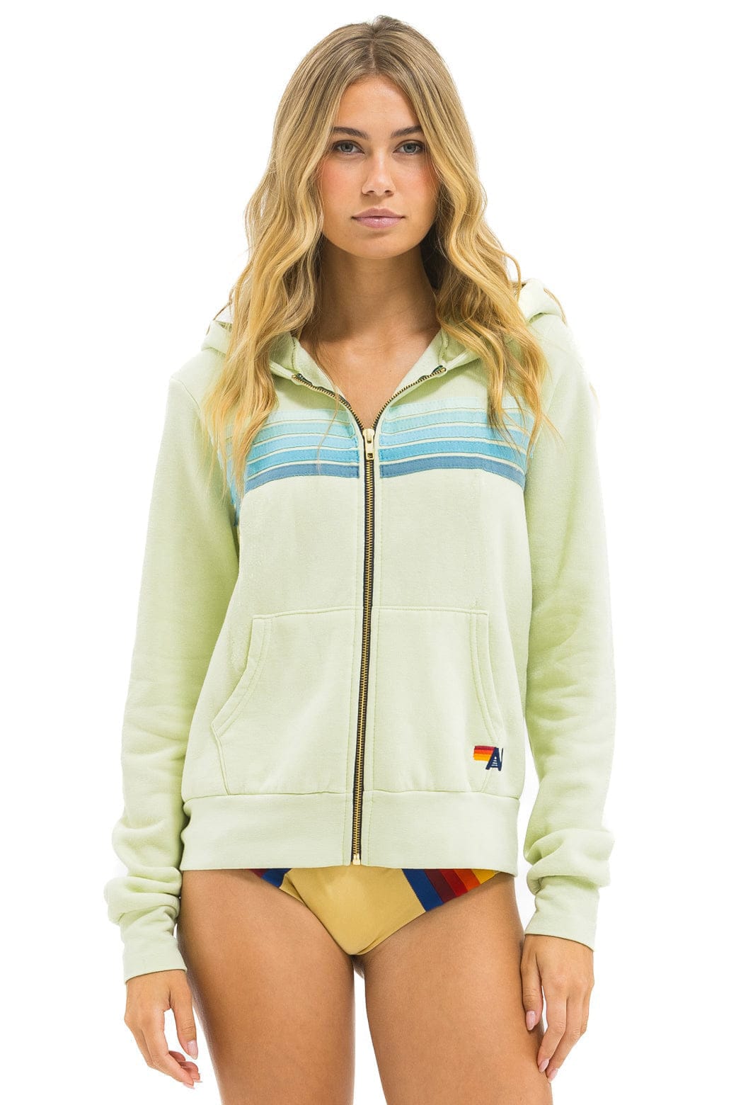 Retro 5 STRIPE HOODIE - LIME CREAM SEAFOAM