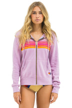 Retro 5 STRIPE HOODIE - MAUVE MAGENTA ORANGE