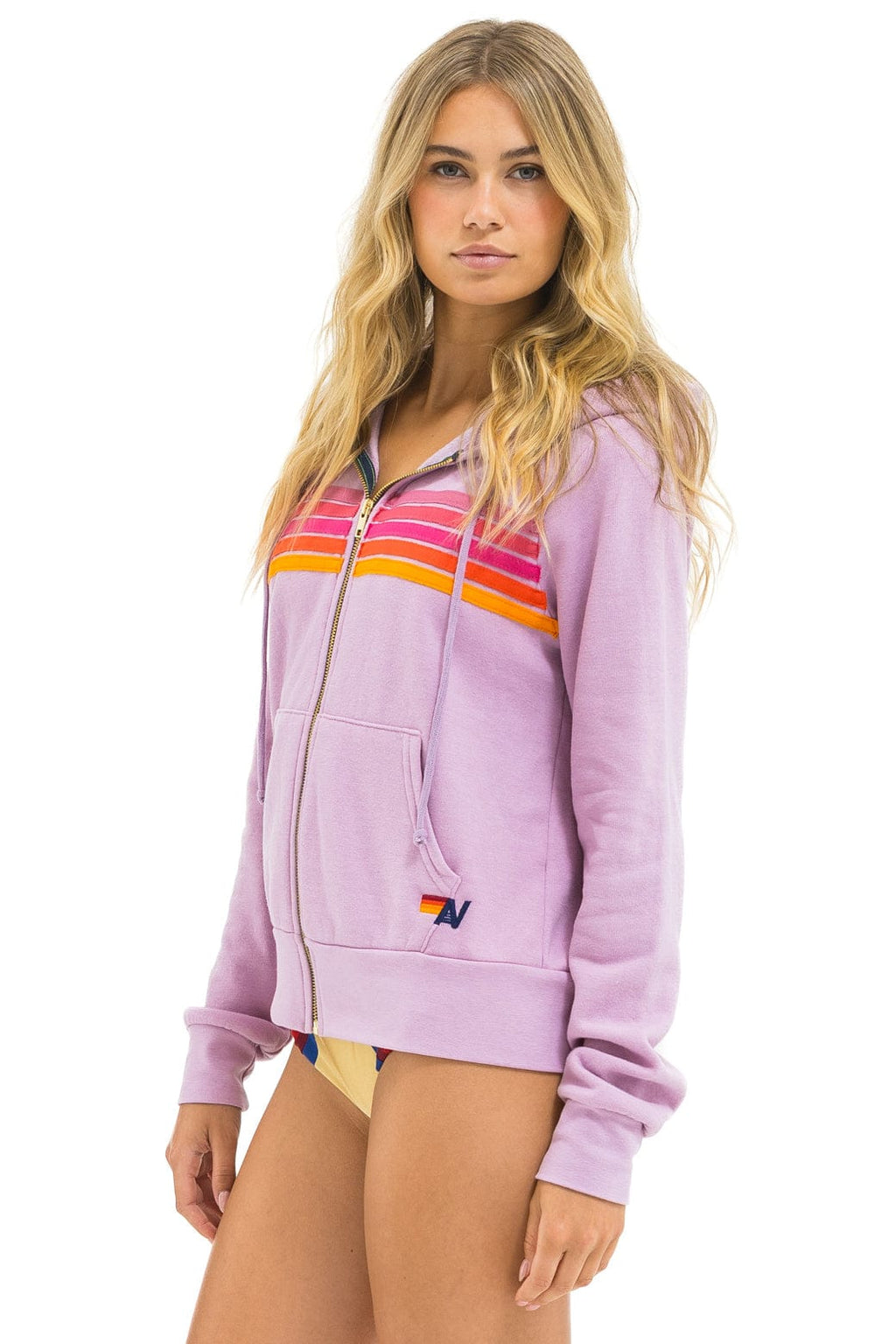 Retro 5 STRIPE HOODIE - MAUVE MAGENTA ORANGE