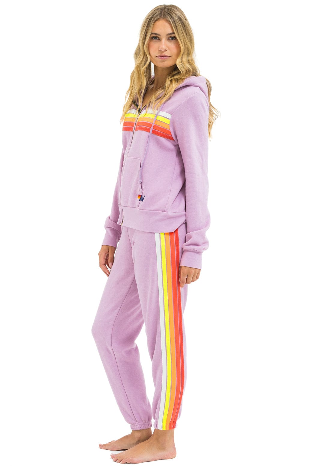 Retro 5 STRIPE HOODIE - MAUVE WHITE NEON
