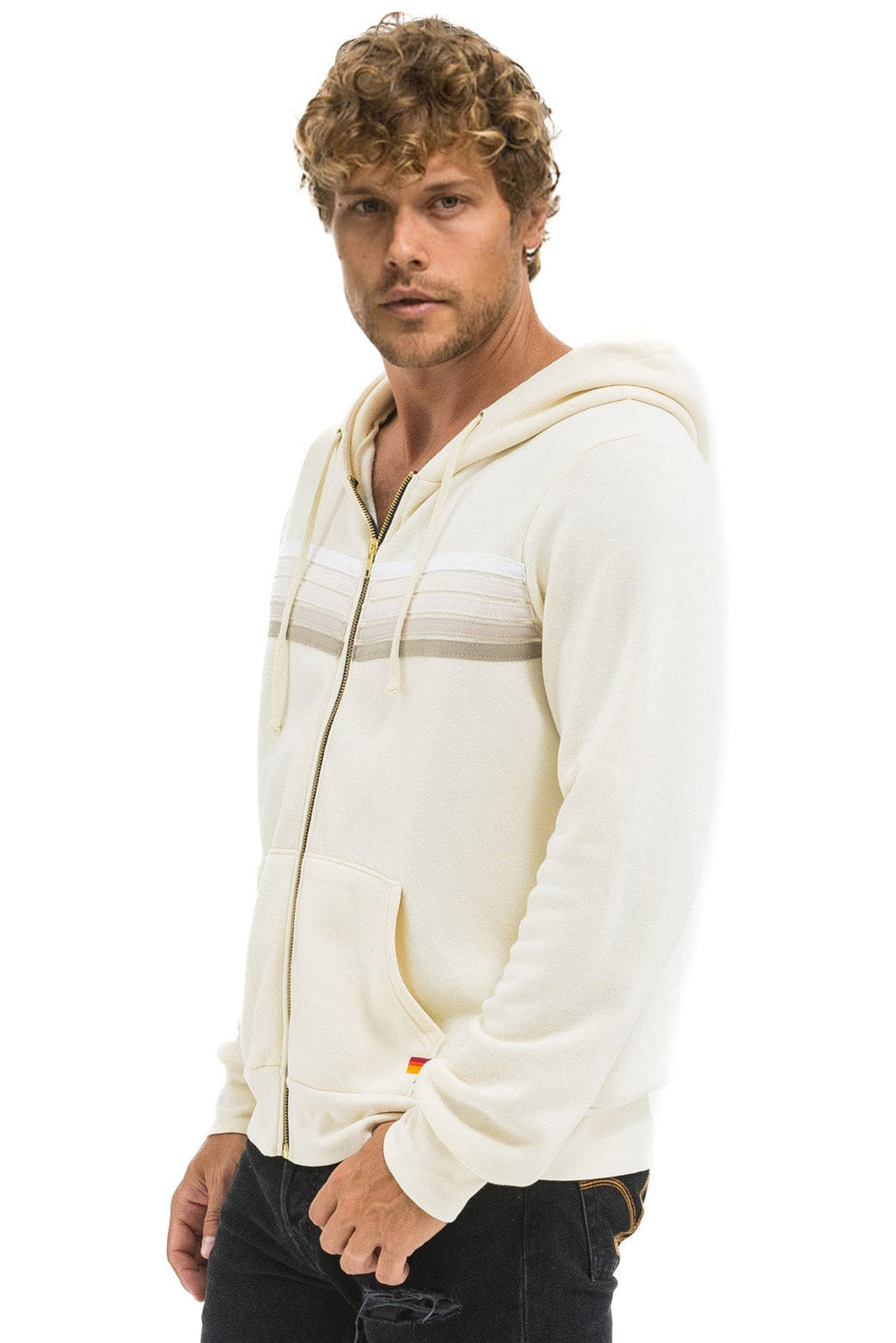 Retro 5 STRIPE HOODIE - VINTAGE WHITE WHITE GREY