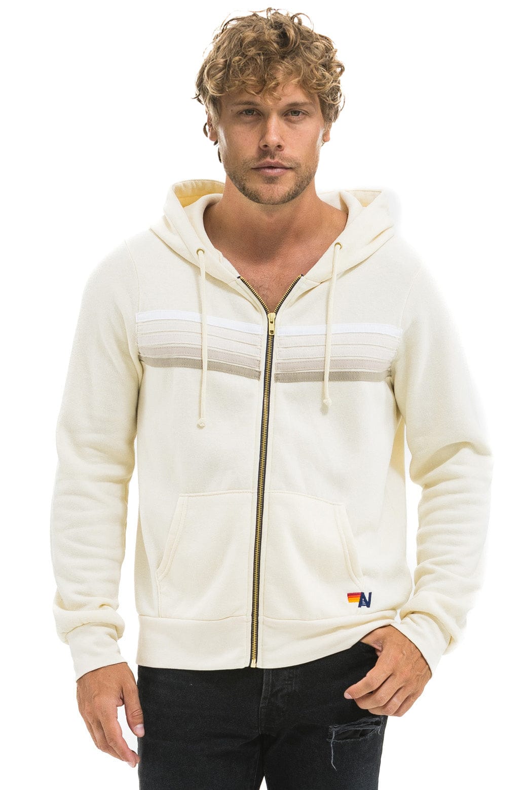 Retro 5 STRIPE HOODIE - VINTAGE WHITE WHITE GREY