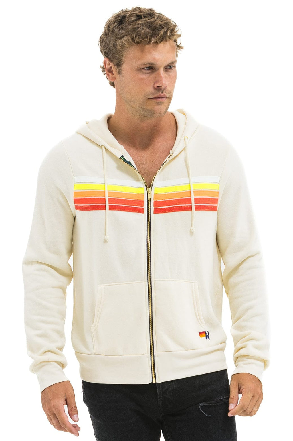 Retro 5 STRIPE HOODIE - VINTAGE WHITE WHITE NEON