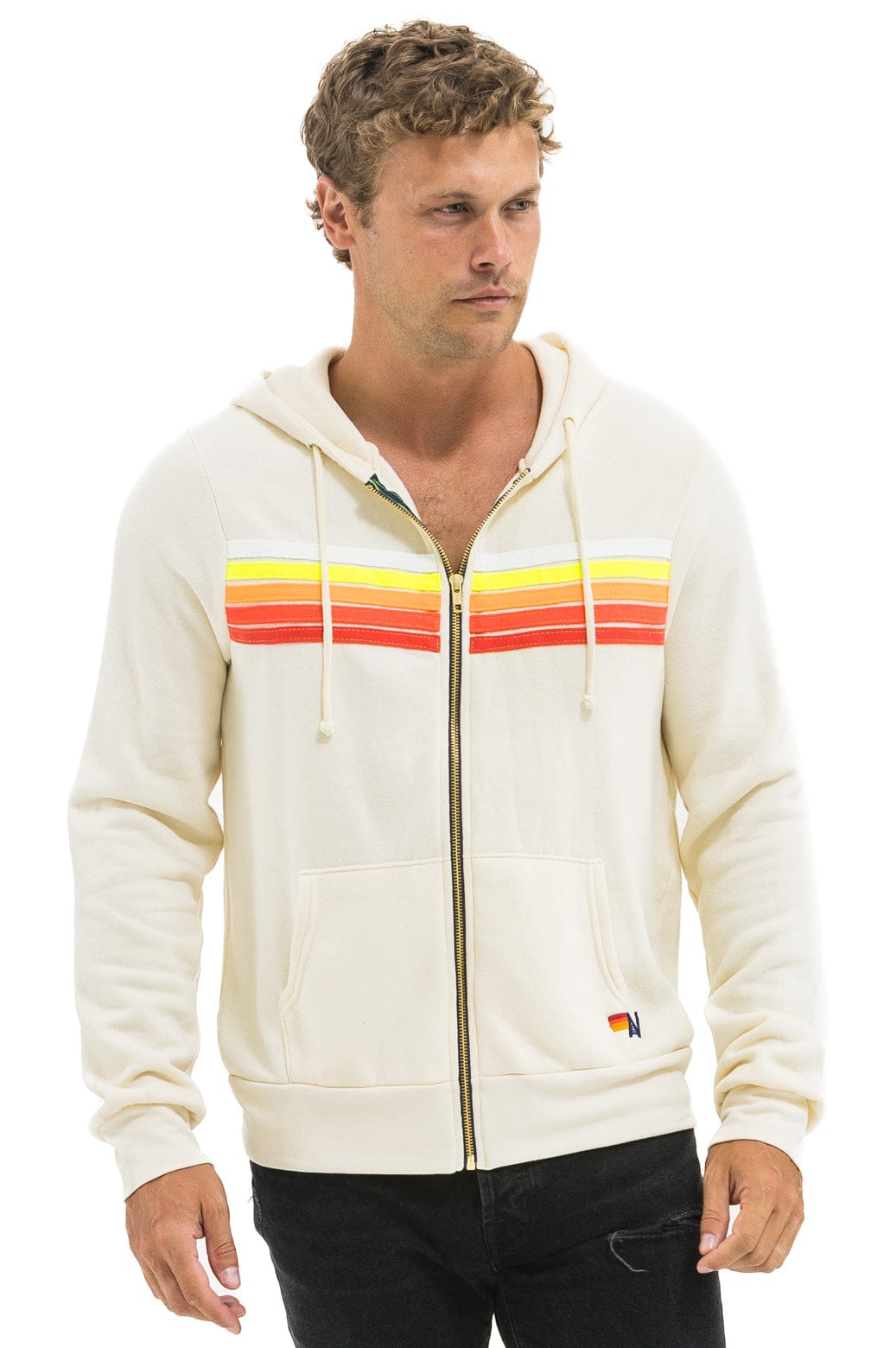 Retro 5 STRIPE HOODIE - VINTAGE WHITE WHITE NEON