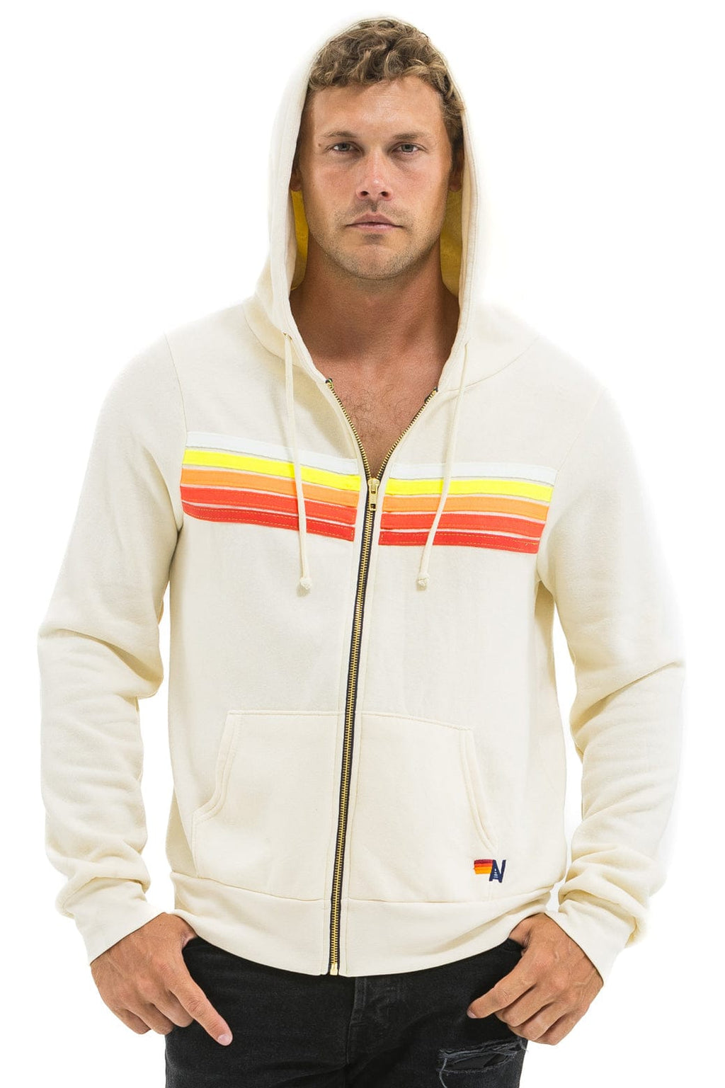 Retro 5 STRIPE HOODIE - VINTAGE WHITE WHITE NEON
