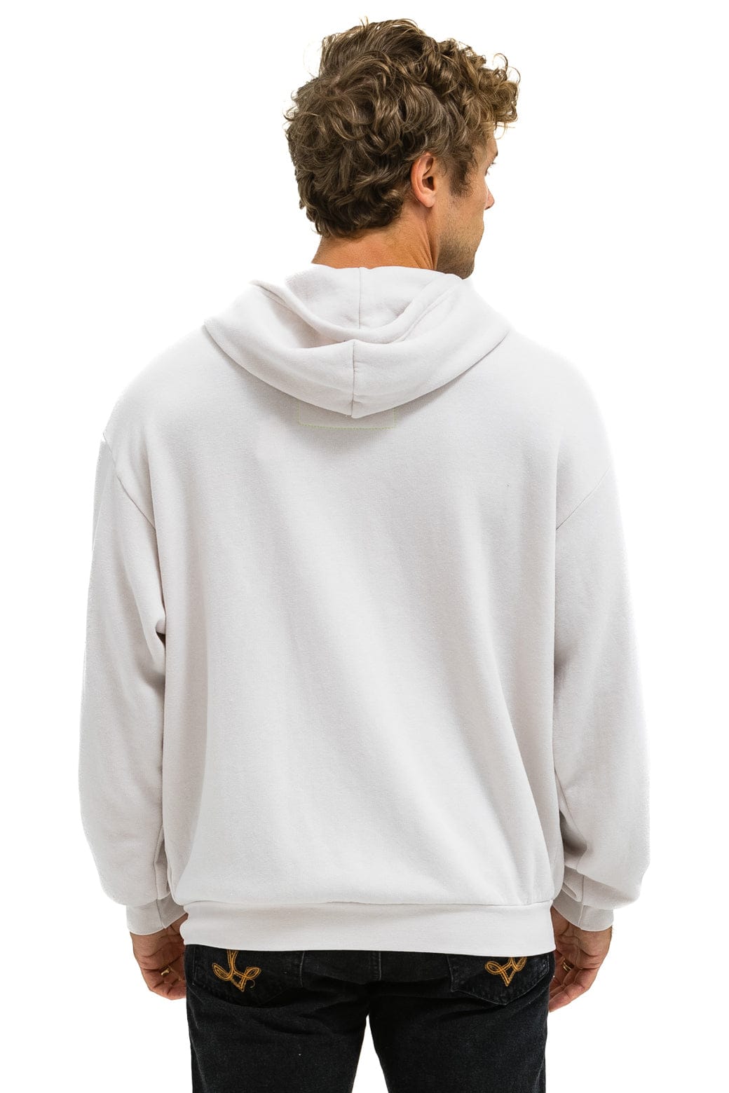 Retro 5 STRIPE RELAXED ZIP HOODIE - DOVE GREY WHITE GREY