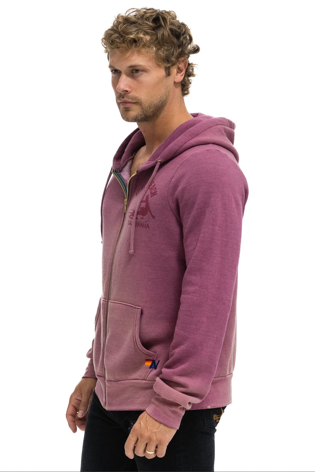Retro VENICE SURFER ZIP HOODIE - FADED BERRY