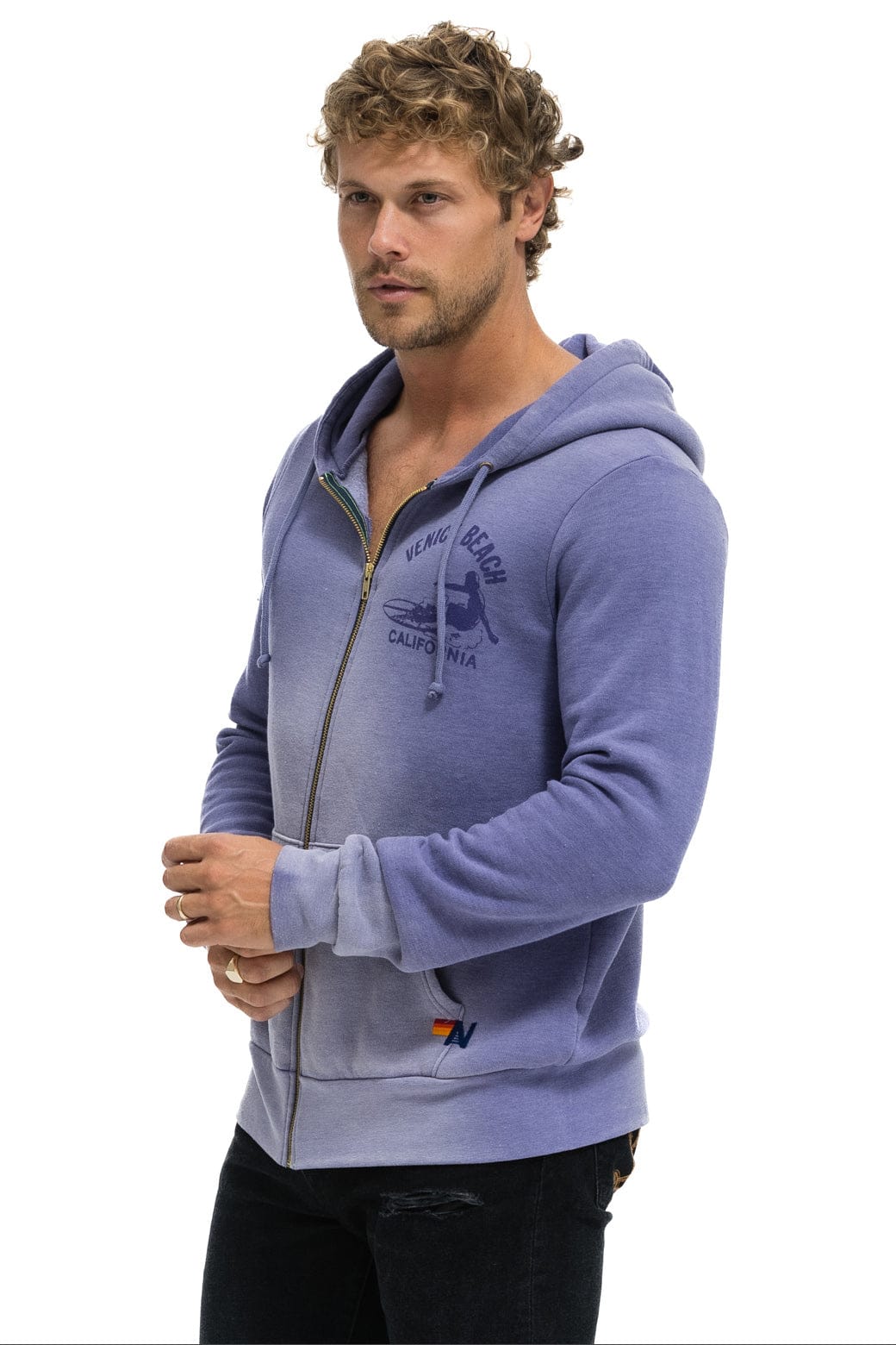 Retro VENICE SURFER ZIP HOODIE - FADED GRAPE