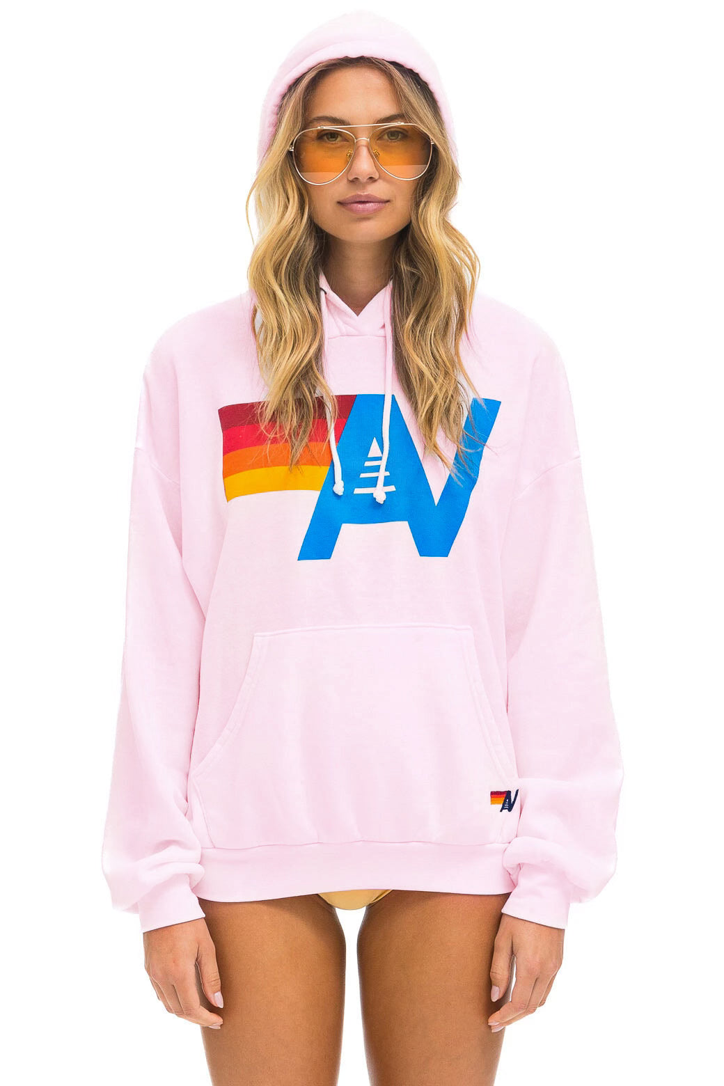 Retro LOGO PULLOVER RELAXED HOODIE - LIGHT PINK