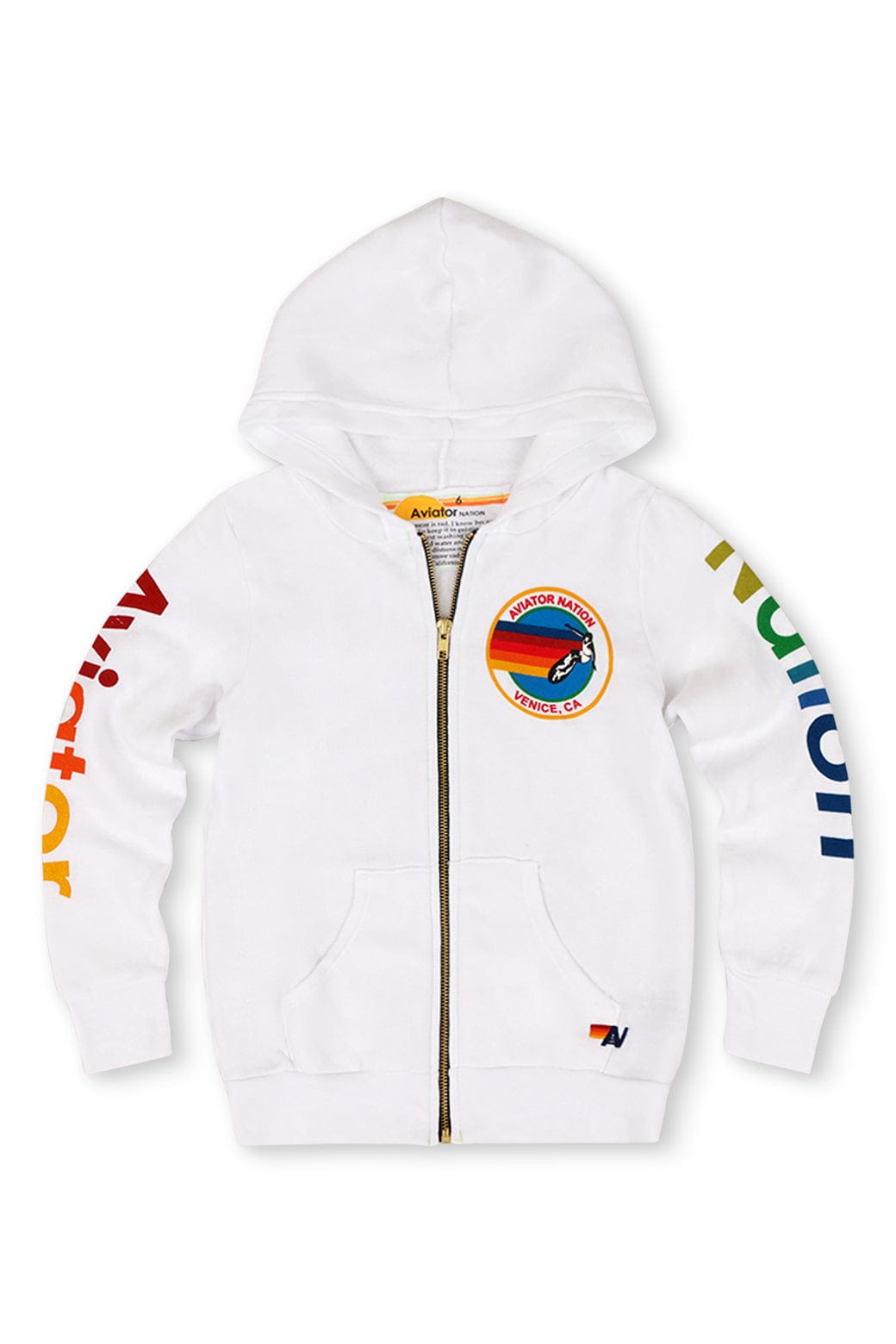 Retro KIDS AVIATOR NATION VENICE ZIP HOODIE - WHITE