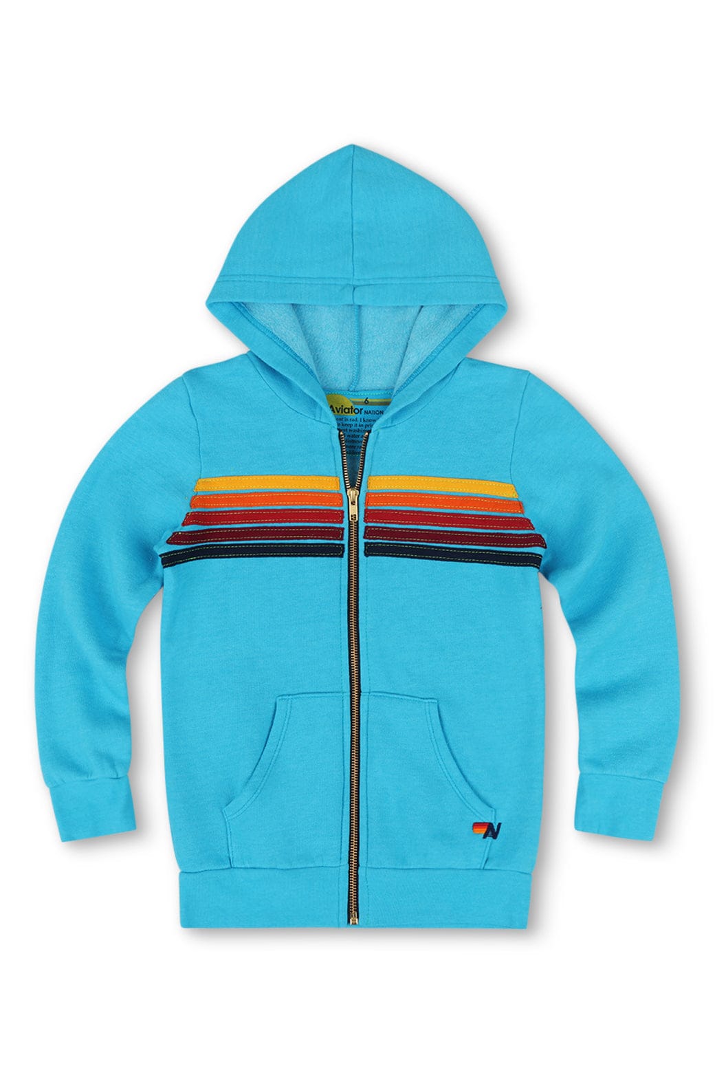 Retro KIDS 5 STRIPE HOODIE - NEON BLUE