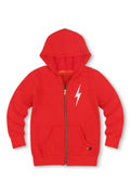 Retro KIDS BOLT PRINT ZIP HOODIE - RED