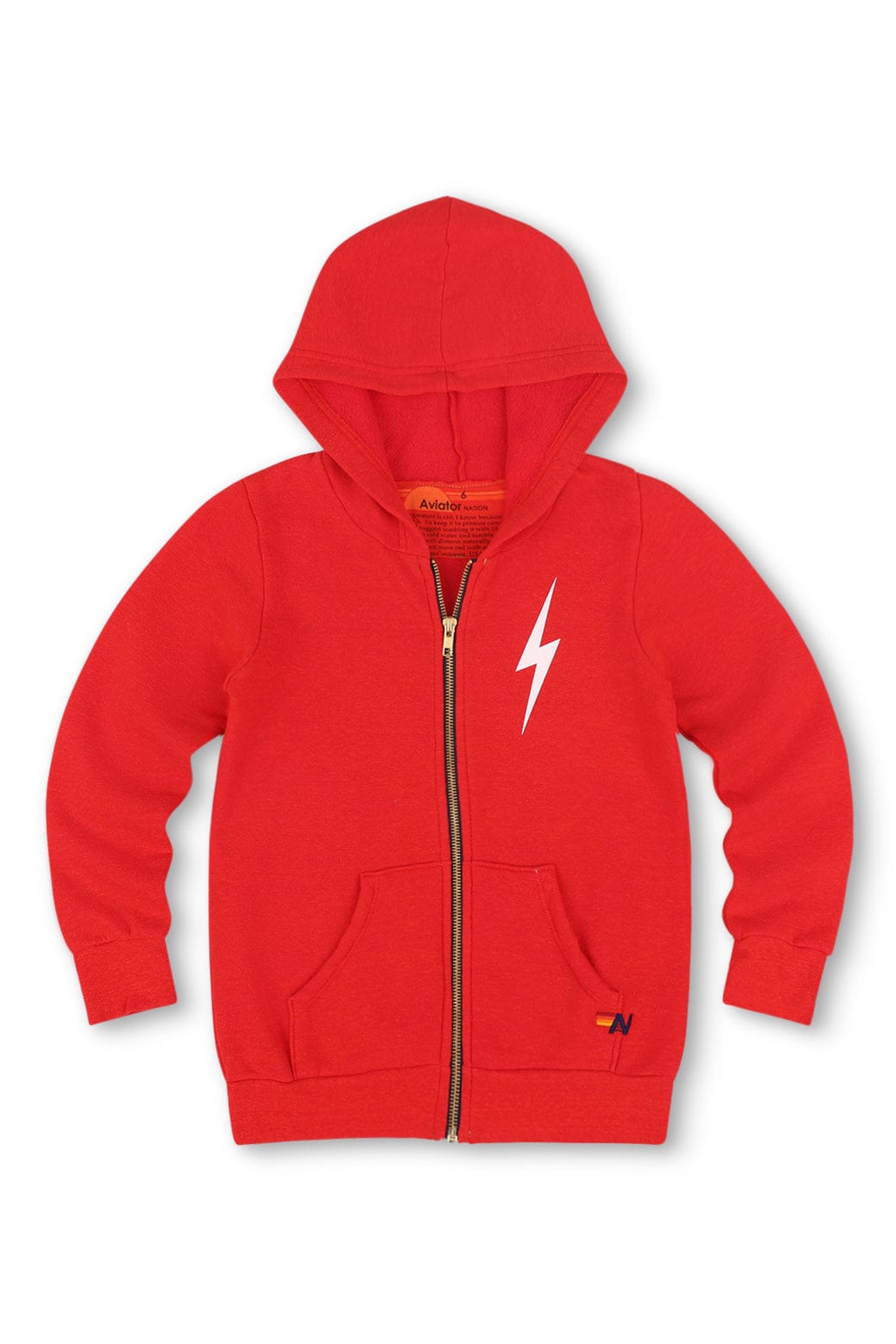 Retro KIDS BOLT PRINT ZIP HOODIE - RED