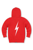 Retro KIDS BOLT PRINT ZIP HOODIE - RED