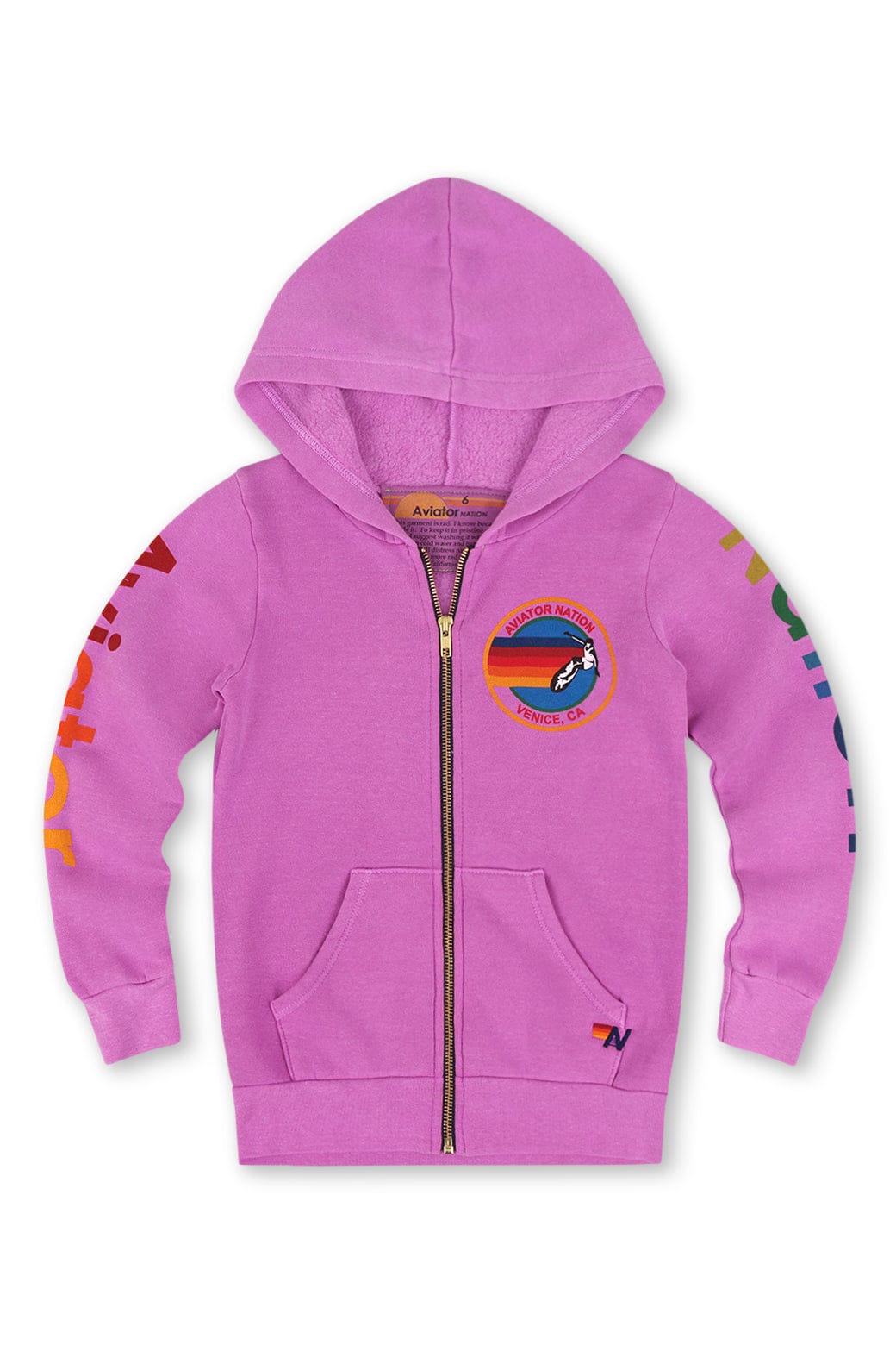 Retro KIDS AVIATOR NATION VENICE ZIP HOODIE - NEON PURPLE