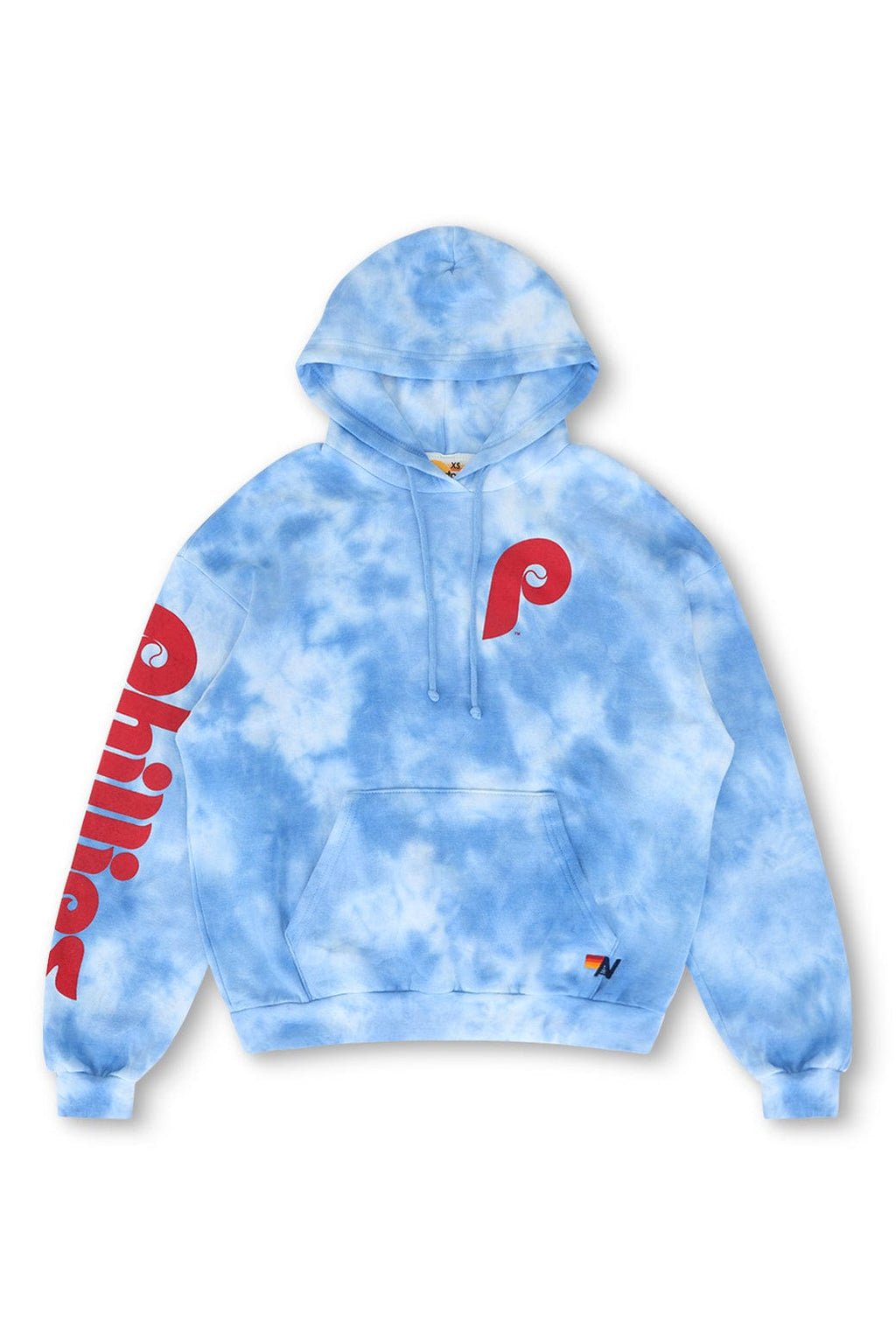 Retro PHILLIES HAND DYED RELAXED PULLOVER HOODIE - TIE DYE BLUE