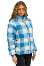 Retro UNISEX PLAID TRAVELER JACKET - SKY PLAID