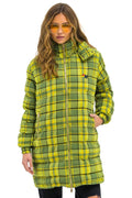 Retro PLAID UNISEX LONG TREKKER JACKET - AVOCADO PLAID