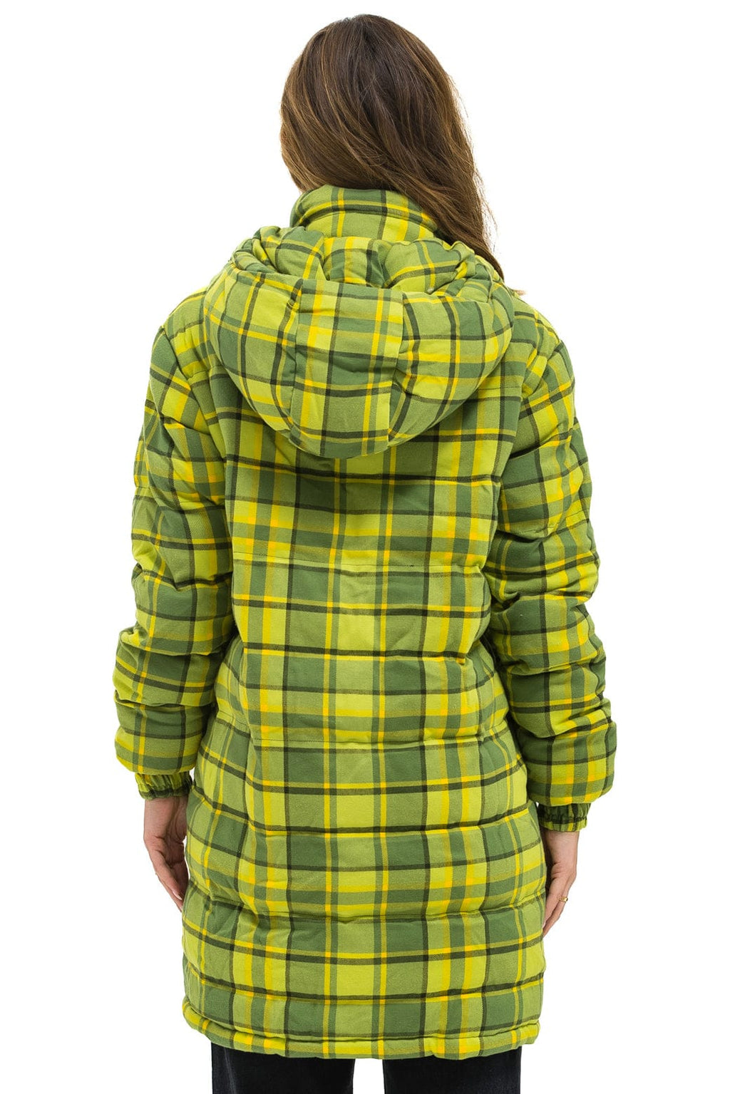 Retro PLAID UNISEX LONG TREKKER JACKET - AVOCADO PLAID
