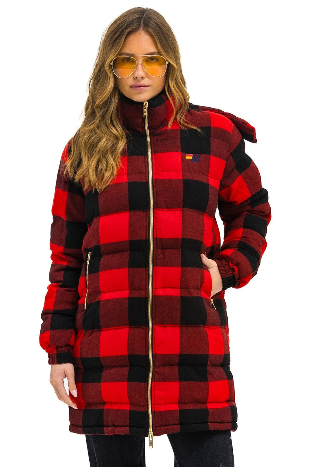 Retro PLAID UNISEX LONG TREKKER JACKET - BUFFALO PLAID
