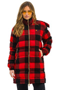 Retro PLAID UNISEX LONG TREKKER JACKET - BUFFALO PLAID