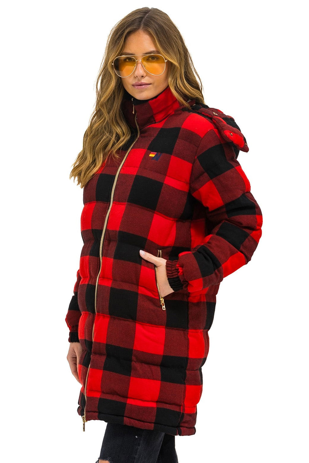 Retro PLAID UNISEX LONG TREKKER JACKET - BUFFALO PLAID