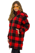 Retro PLAID UNISEX LONG TREKKER JACKET - BUFFALO PLAID