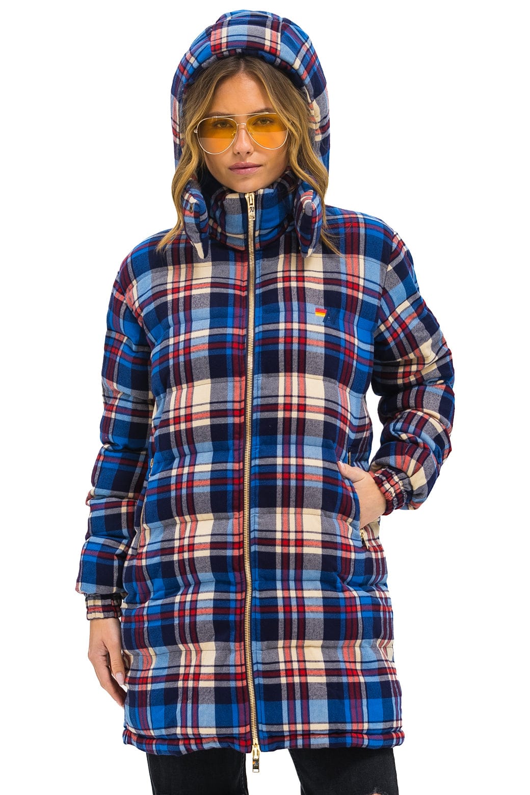 Retro PLAID UNISEX LONG TREKKER JACKET - PATRIOT PLAID