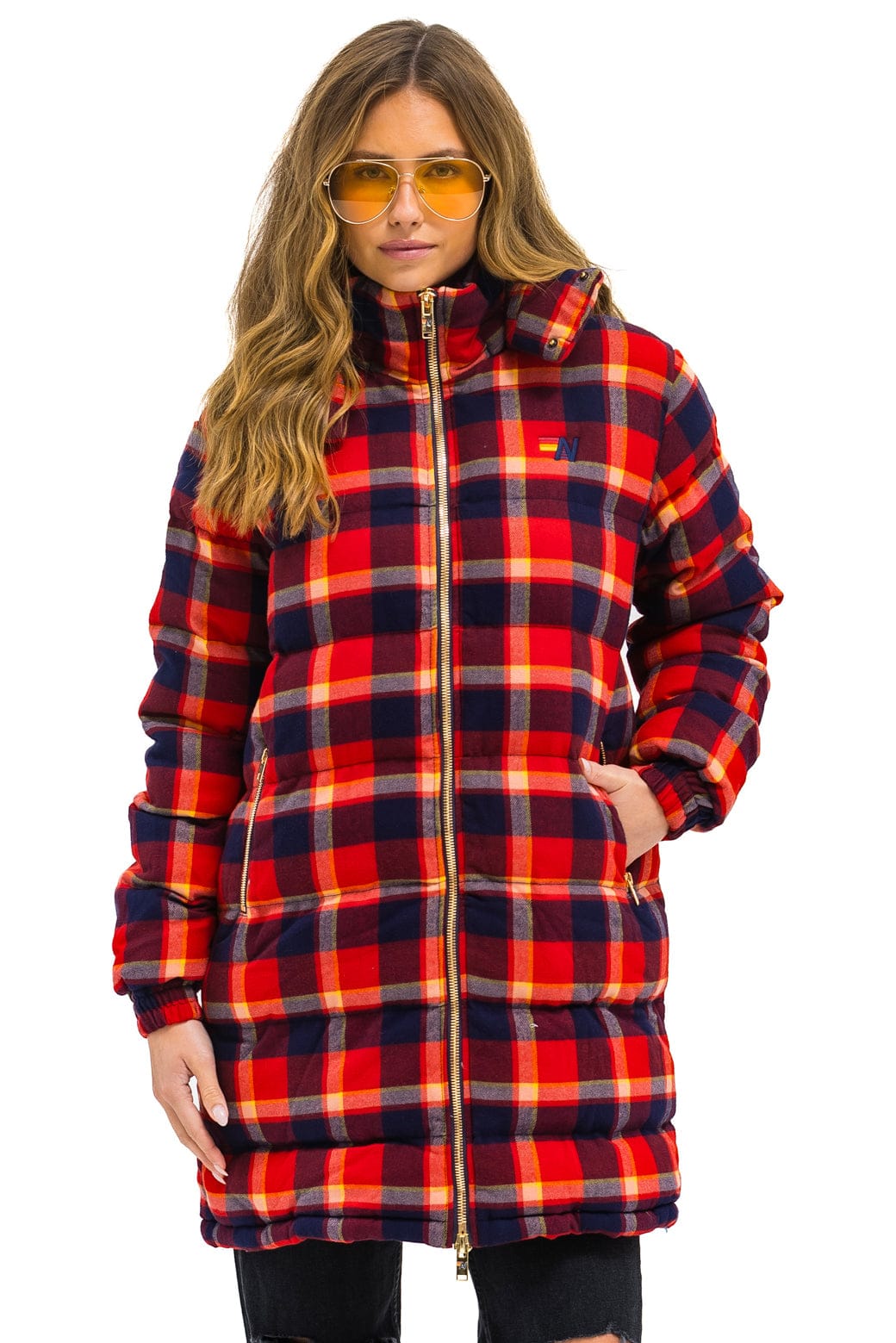 Retro PLAID UNISEX LONG TREKKER JACKET - RUGBY PLAID