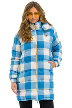 Retro PLAID UNISEX LONG TREKKER JACKET - SKY PLAID