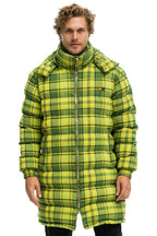 Retro PLAID UNISEX LONG TREKKER JACKET - AVOCADO PLAID