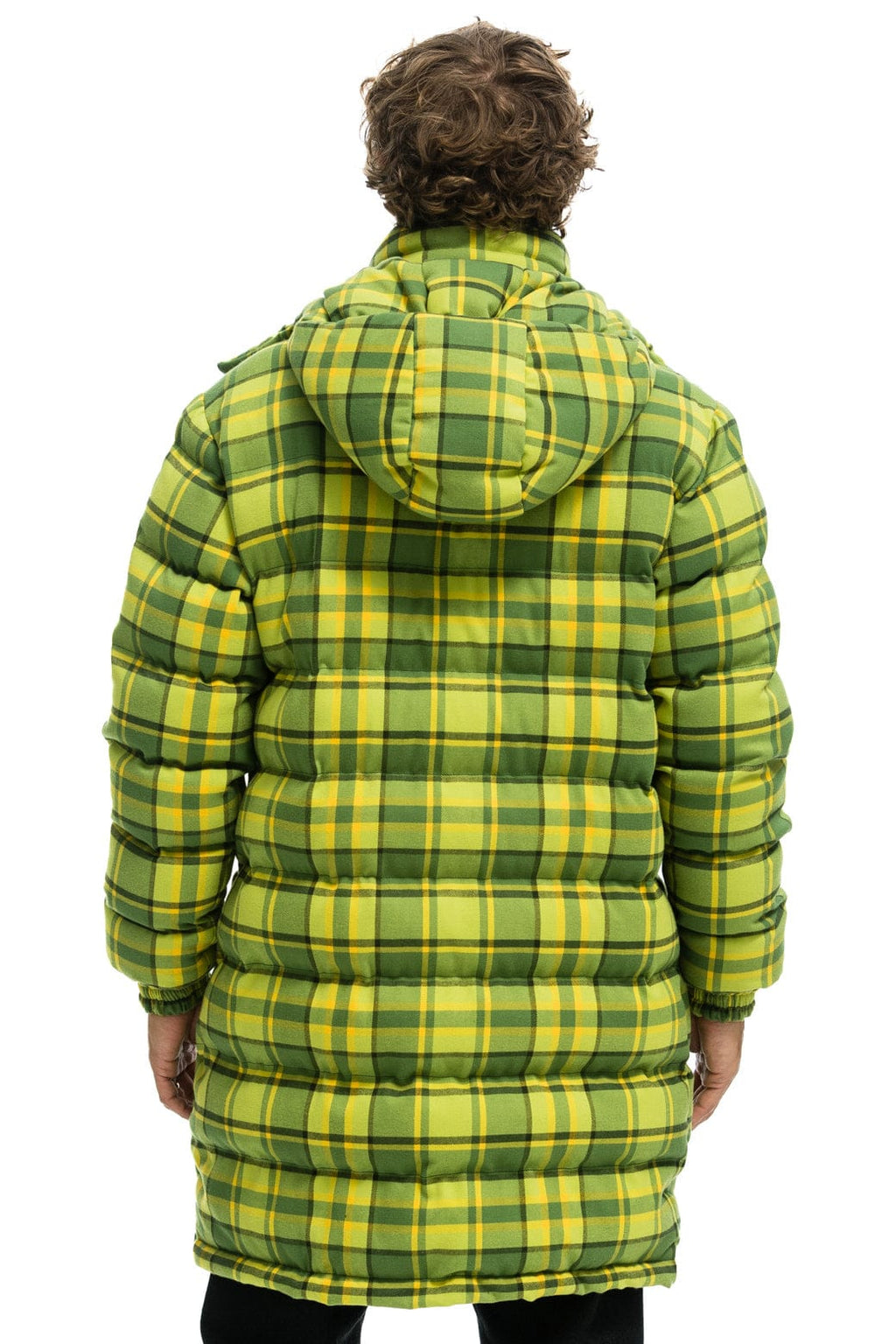 Retro PLAID UNISEX LONG TREKKER JACKET - AVOCADO PLAID