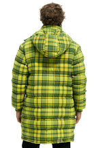 Retro PLAID UNISEX LONG TREKKER JACKET - AVOCADO PLAID